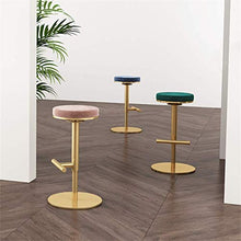 GYPPG Sedie Bancone Cucina Colazione | Sgabelli Bar con Schienale | Altezza Regolabile 65-80 cm | Velluto Rosa