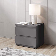 Stella Trading OLLI Due cassetti in Grafite, Moderno Comodino con Spazio per Il Vostro Letto, Legno ingegnerizzato, 45 x 44 x 38 cm