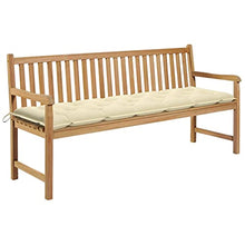 vidaXL Panca da Giardino con Cuscino Bianco Crema 175 cm Legno di Teak