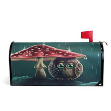 Piccolo gufo seduto sotto funghi cassetta postale copertura magnetica grande casella postale avvolge giardino cortile decorazione casa dimensioni 64,8 x 53,3 cm