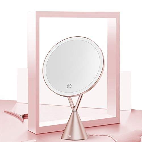 AJH Specchi da toeletta da Bagno Versione aggiornata 5X Specchio da Trucco ingranditore con luci, ingrandimento cosmetico a Mano Portatile Illuminato a LED Specchi lumino