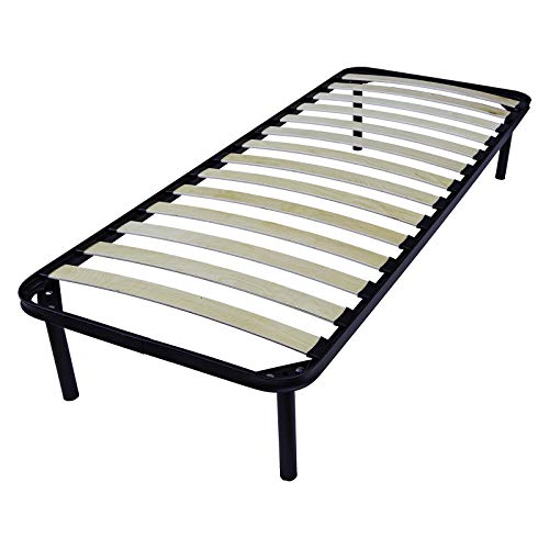 DOLCI SOGNI Rete Letto Singolo 90x200 cm Altezza 35cm, 4 Piedi Letto con Fissaggio a Doppio Bullone, Rete Singola con Doghe di Legno Pratica e Stabile, Rete Singola Doghe 90x200 - 100% Made in Italy