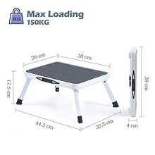 Kingrack Scaletta Pieghevole con Superficie in Gomma Antiscivolo, 1 Gradini Scala Pieghevole per Caravan, Leggero in Acciaio, Fino a 150 kg, Bianco