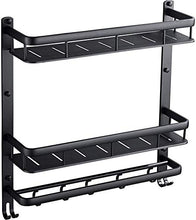 AINIYF Bagno Bagno Doccia Mensola Organizzatore Parete Punch Spazio Libero in Alluminio WC 1/2 / 3 Tier Torre Hanger Agganciare Drain Staccionata, Nero