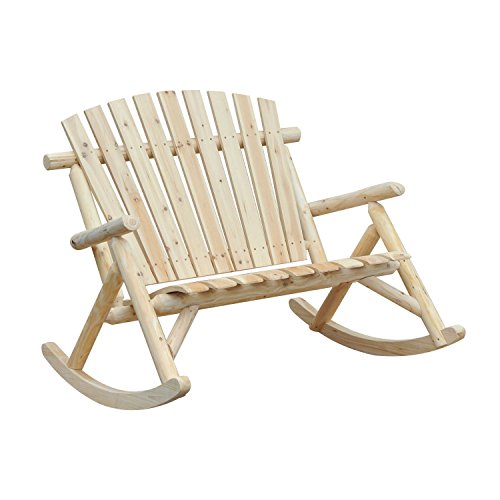 Outsunny Panchina Panca a Dondolo da Giardino a 2 Posti in Legno 114 × 96 × 98cm