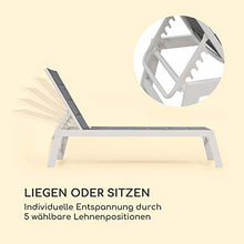 Blumfeldt Renazzo Lounge - Lettino Prendisole, Lettino da Giardino, Superficie: 186 x 56 cm, Schienale Regolabile in 6 Livelli, Superficie Imbottita Idrorepellente, ComfortMesh, Bianco/Grigio