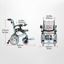 Accessori per la casa Sedia a rotelle elettrica per anziani disabili pieghevole 22 kg (portata 20 km) Joystick a 360 gradi Capacità di peso 100 kg Larghezza sedile 45 cm Può salire a bordo dell'aer