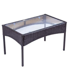 Amity Set di mobili da giardino in rattan per 4 persone con cuscino, 2 divani singoli, 1 divano doppio e 1 tavolo, set di mobili per il tè del pomeriggio (marrone)