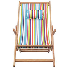 UnfadeMemory Sdraio da Spiaggia Pieghevole Tessuto Telaio Legno Multicolore