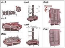 ZZBIQS Armadio con scomparti e tasche laterali, armadio in tessuto con aste appendiabiti, per vestiti, cameretta, camera da letto (lilla)