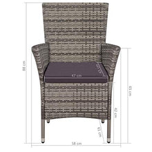 Festnigh Set 2 pz Sedie da Giardino Esterno in Polirattan Grigio con Schienale e Braccioli,Set 2 Poltrone da Giardino Esterno in Polirattan Grigio con Schienale e Braccioli 58x61x88 cm