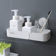 ZLININ Y-longhair Mensola da bagno bianca con ventosa a ventosa inclusa per lavabo, tavolo quadrato in plastica, 30 x 9,4 x 13 cm