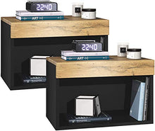 elb Due Comodini Design sospesi o a Terra. Frontali in 12 Colori a Scelta. Anche con con luci a LED. Modello Giga (Rovere Naturale)