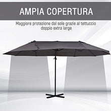 Outsunny Ombrellone Doppio in Acciaio e Poliestere Anti-UV Impermeabile con Manovella, Colore: Grigio, 270 x 440 x 250cm