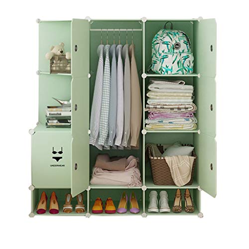 Locker 4-Gitter Armadio Scarpe-Bit Hanging di Plastica 7-Porta Angolo Scaffali Abbigliamento Home Camera Verde 111X47X129CM MUMUJIN