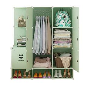Locker 4-Gitter Armadio Scarpe-Bit Hanging di Plastica 7-Porta Angolo Scaffali Abbigliamento Home Camera Verde 111X47X129CM MUMUJIN