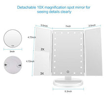 SeaNpem - Specchio da trucco a 22 LED, con ingrandimento 3X/2X e touch screen, per controsoffitto, ad alta definizione, per bagno o camera da letto, con rotazione di 180° bianco