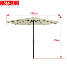 Asina 350cm Ombrellone da Giardino in Poliestere Protezione Solare UV con Manico da 38mm e 32 LEDs Ombrelloni per Balcone Patio attività all'aperto(Beige)