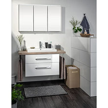 FACKELMANN Armadietto a specchio a 3 ante, con illuminazione a LED, 110 cm, bianco opaco Denver