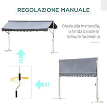 Outsunny Tenda da Sole a Caduta Autoportante, Apertura con Manovella e Inclinazione Regolabile, 295x294cm, Grigio