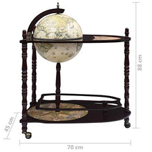 Tidyard Bar a Globo Portavini con Supporto in Legno Autoportante Eucalipto Verde,Carrello Cucina Legno,Minibar,Portavini,Carrello Bar,Carrello liquori,Porta liquori 70x45x88 cm