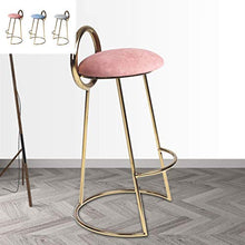 YS Sedia Sgabello da Bar Sedile Bar, Moda Nordica con Schienale | Ristorante Cucina Cucina con Cornice in Ferro Alto,Rosa,75 cm (29,5 Pollici)