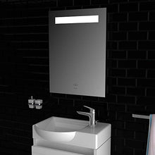 Alpenberger Lavabo in ceramica sanitaria I mobiletto preassemblato bianco laccato lucido I LED illuminazione specchio I bagno ospiti WC arredamento sinistra