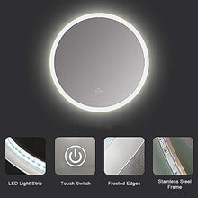 GETZ Specchio da Bagno Illuminato Rotondo, Specchio da Bagno a LED Illuminato con Sensore Touch Control, Specchio da Trucco Intelligente da Parete, Luce Calda/Luce Bianca
