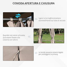 Outsunny Gazebo da Giardino 6 Pareti Rimovibili 12 Paletti Struttura in Metallo Telo in Poliestere 400 x 300 x 264 cm Beige