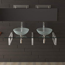 Alpenberger Design Doppio lavabo Ø 42 cm in vetro di sicurezza ESG 12 mm con ripiano in vetro da 140 cm e console in acciaio inox | perfetto per lavabo, solo di ottima qualità