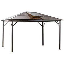Outsunny Gazebo da Giardino 345x280cm con Tettuccio Apribile in Policarbonato Anti-UV, Struttura in Lega di Alluminio