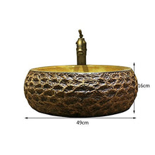 Lavabo in ceramica Lavabo Arte Lavabo Sopra Lavabo da appoggio Lavabo Lavabo in pietra Lavabo antico europeo rotondo (49x16cm) Lavandini bagno
