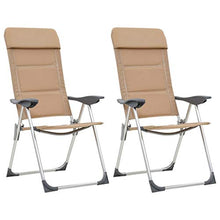 Festnight 2 pz Sedie da Campeggio Pieghevoli Crema in Alluminio,Sedie da Giardino Pieghevoli Reclinabili,Poltrone da Giardino Pieghevoli Reclinabili,Poltrone da Campeggio Pieghevoli 58x69x111cm