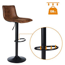 DICTAC Sgabello da Bar Girevole Regolabile Sgabello da Bar Set 2 Sgabello da Bar Marrone Cucina Industriale Sedie da Bar per Colazione con Schienale Sgabello da Bar Rotante retrò (C)