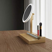 dhcsf Lampada a Specchio a Specchio a soffitto a soffitto in Legno massello con Lampada con Lampada Portatile Portatile Desktop Specchio per vanità Ricaricabile con stoccaggio