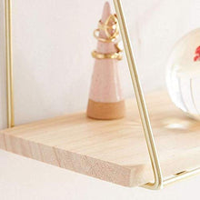 Semplicità Elegante Scaffale a Muro Scaffale Galleggiante Scaffali in Legno Massello Scaffale in Metallo Salva Spazio Cuscinetto Forte Balcone Negozio Di Abbigliamento, 2 Strati, HJJ, Oro, 40x15x4