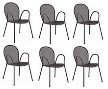 EMU 6 Pezzi - Sedia con BRACCIOLI Ronda Art. 116 Colore Grigio Antico - per Uso Esterno - Made in Italy