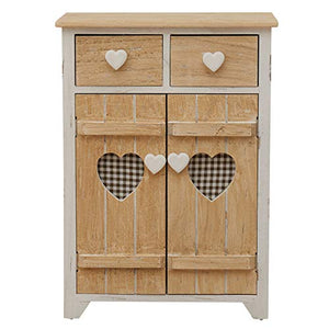 Rebecca Mobili Armadietto 2 cassetti 2 Ante, Comodino di Legno, Bianco Beige, Shabby, per arredo Camera Bagno - Misure: 70 x 51 x 30 cm (HxLxP) - Art. RE4194