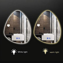 Specchio a Goccia d'Acqua a LED ， 50-80 cm Specchio da toeletta per Bagno Specchio da Parete Circolare Anti-Appannamento Specchio per Trucco dimmerabile con luci Tricolore Interruttore Touch Screen