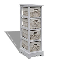 Lingjiushopping Contenitore bianco di legno con 4 cestini tessuti Dimensioni: 25 x 28 x 74 cm (L x W x H) Armadietti e stipi