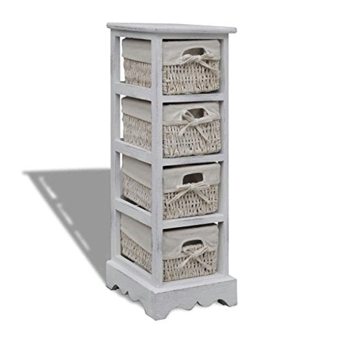 Roderick Irving Struttura in Legno con 4 Cestini Intrecciati Bianchi Armadio Camera da Letto Mobile Soggiorno armadietto Ingresso armadietti spogliatoio armadietti Bagno