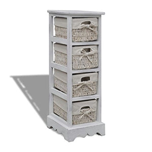Roderick Irving Struttura in Legno con 4 Cestini Intrecciati Bianchi Armadio Camera da Letto Mobile Soggiorno armadietto Ingresso armadietti spogliatoio armadietti Bagno