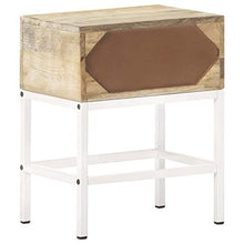 Tidyard Comodino Camera da Letto Rustico con Cassetto in Legno Massello di Mango e Ferro 40x30x50 cm,Comodino Cameretta Rustico con Cassetto in Legno Massello,Comodino in Legno Massello