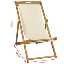 Festnight- Sedia a Sdraio in Legno di Teak/Lettino Prendisole 56x105x96 cm Crema