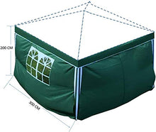 2 pareti Laterali 3x2 m, Verde, 1 con Finestra, 1 con Cerniera, per Pavillon/Gazebo Pieghevole/Gazebo da Giardino
