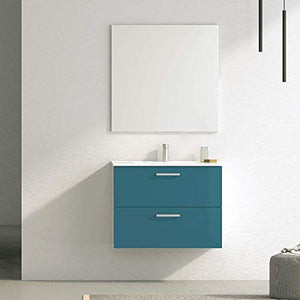 Randalsa Mobile Nexo 80 cm | Blu | 81 x 81 x 46 cm | Mobile con 2 cassetti + lavabo in Ceramica