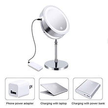 Specchio per Trucco Double Face Specchio Cosmetico Illuminato con Luci LED Ingradimento 1X/10 X 360° Girevole per Trucco, Camera da Letto, Specchio di Viaggio USB Ricaricabile