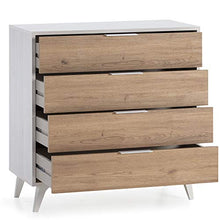 VS Venta-stock Cassettiera Koln 4 cassetti Color Bianco/Legno, 80 cm (Larghezza) 40 cm (profondità) 84 cm (Altezza)