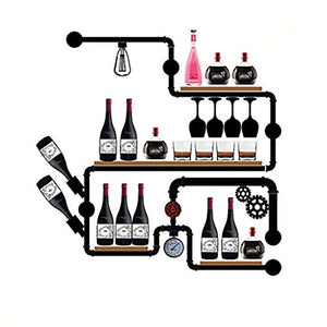 MoDi Wine Rack Retro Style Industriale Tubo di Acqua a Parete Vino Rack (L100cm * H120CM)