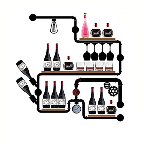 MoDi Wine Rack Retro Style Industriale Tubo di Acqua a Parete Vino Rack (L100cm * H120CM)